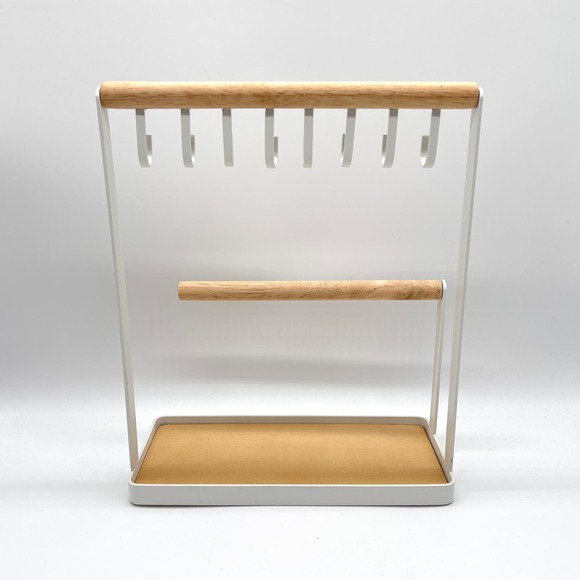 Jewelry Display Storage Stand White Metal Wood Necklace Bracelet - Picture 5 of 11